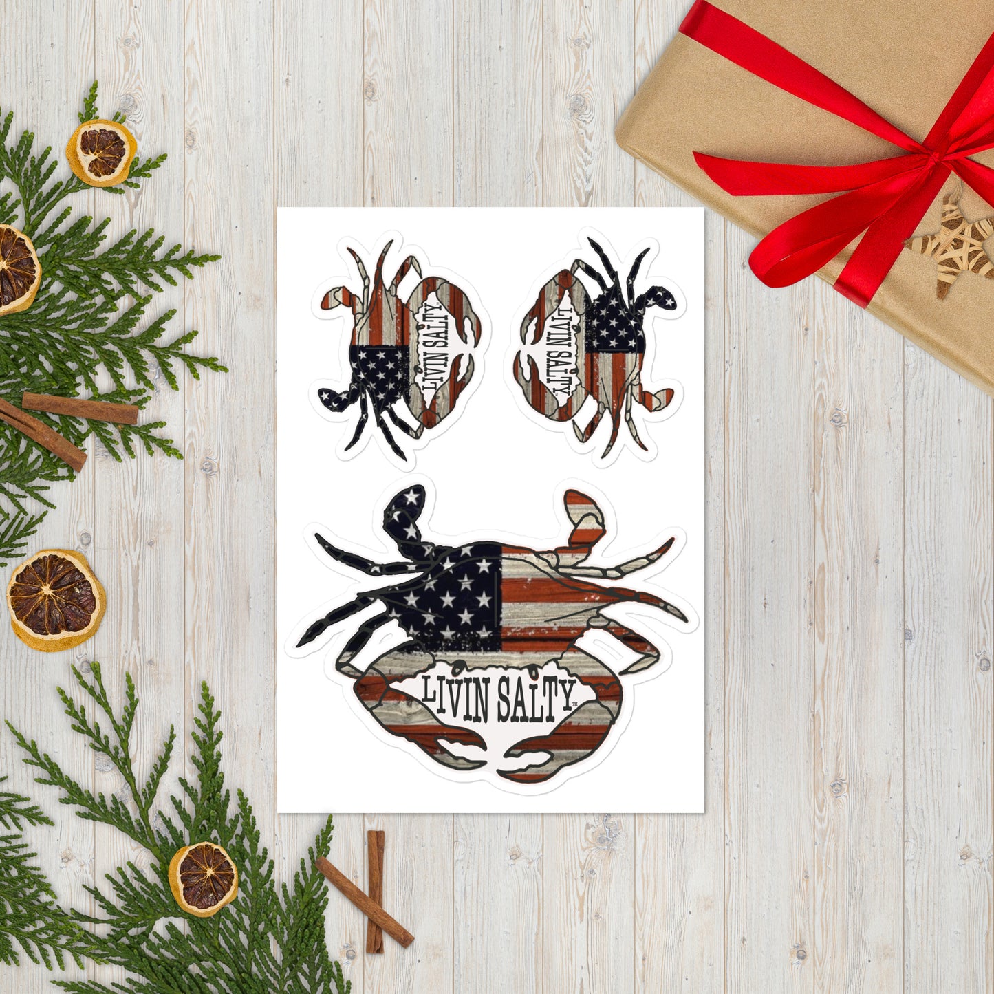Crab LIVIN SALTY Sticker sheet