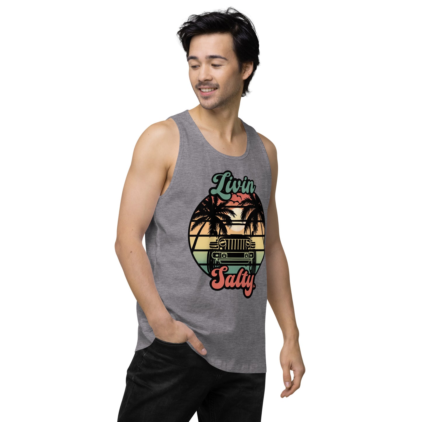 Men’s Jeep/Beach Livin Salty tank top
