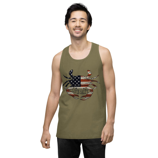 Men’s LIVIN SALTY with crab tank top