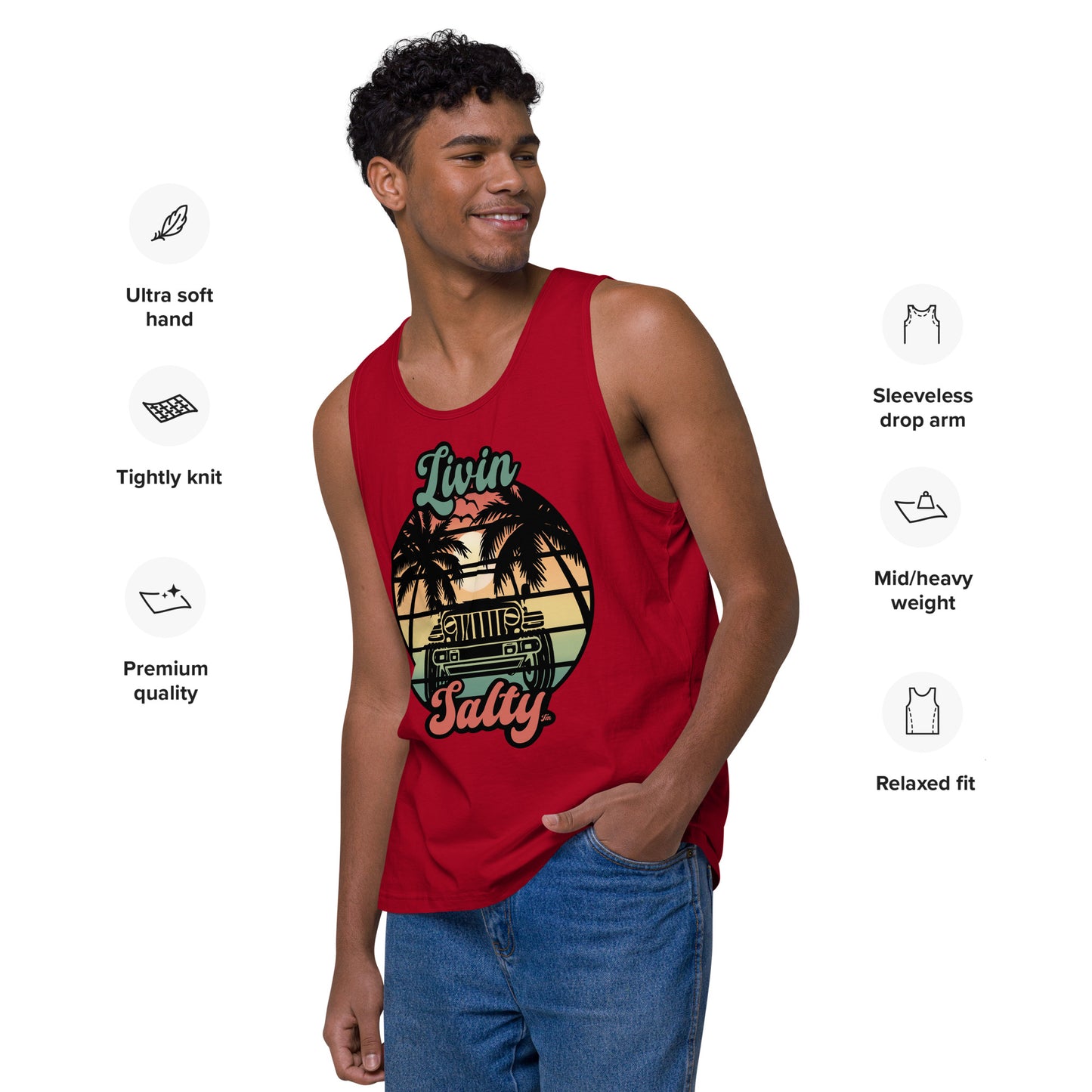 Men’s Jeep/Beach Livin Salty tank top