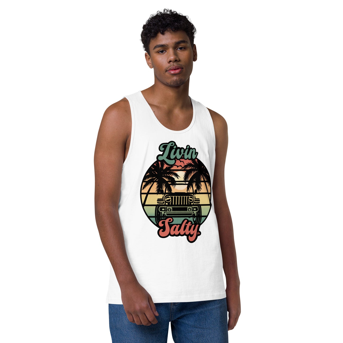 Men’s Jeep/Beach Livin Salty tank top