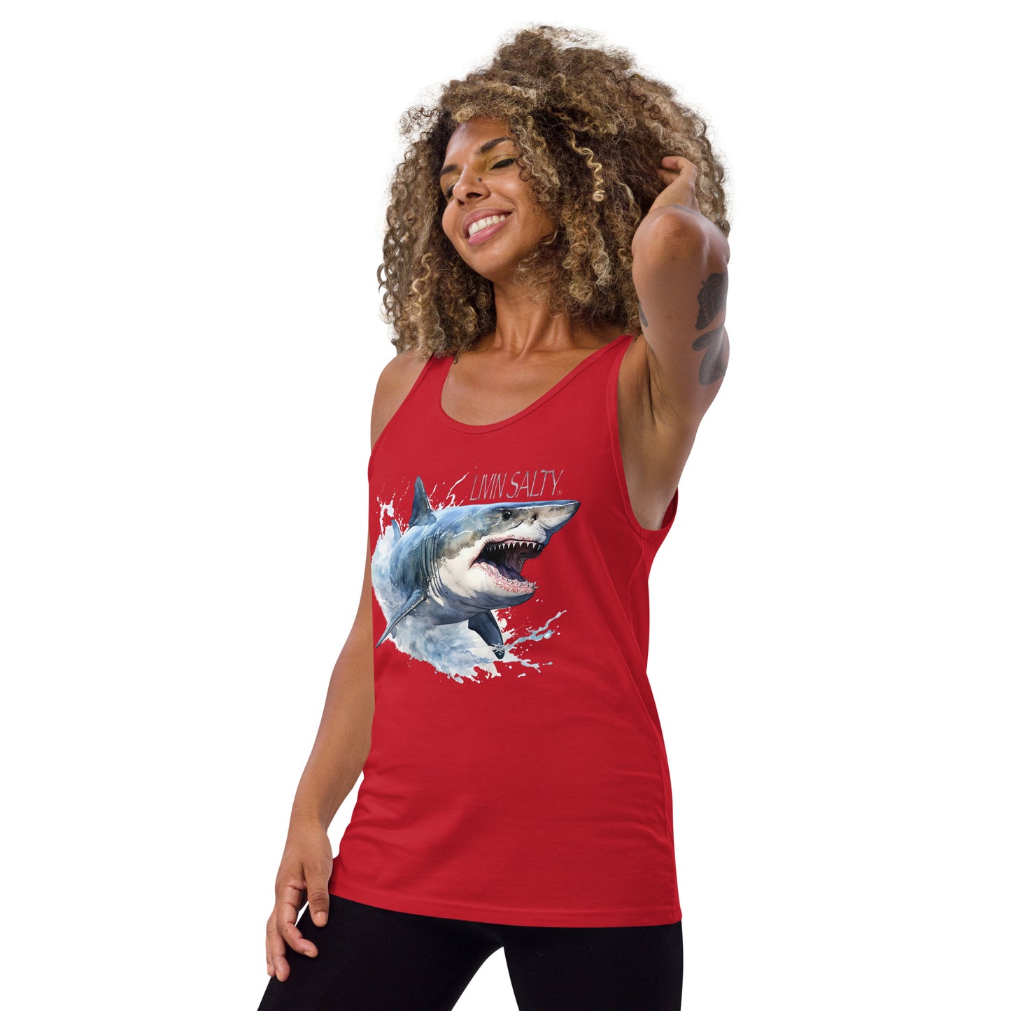 LIVIN SALTY Great White Shark Men's Tank Top