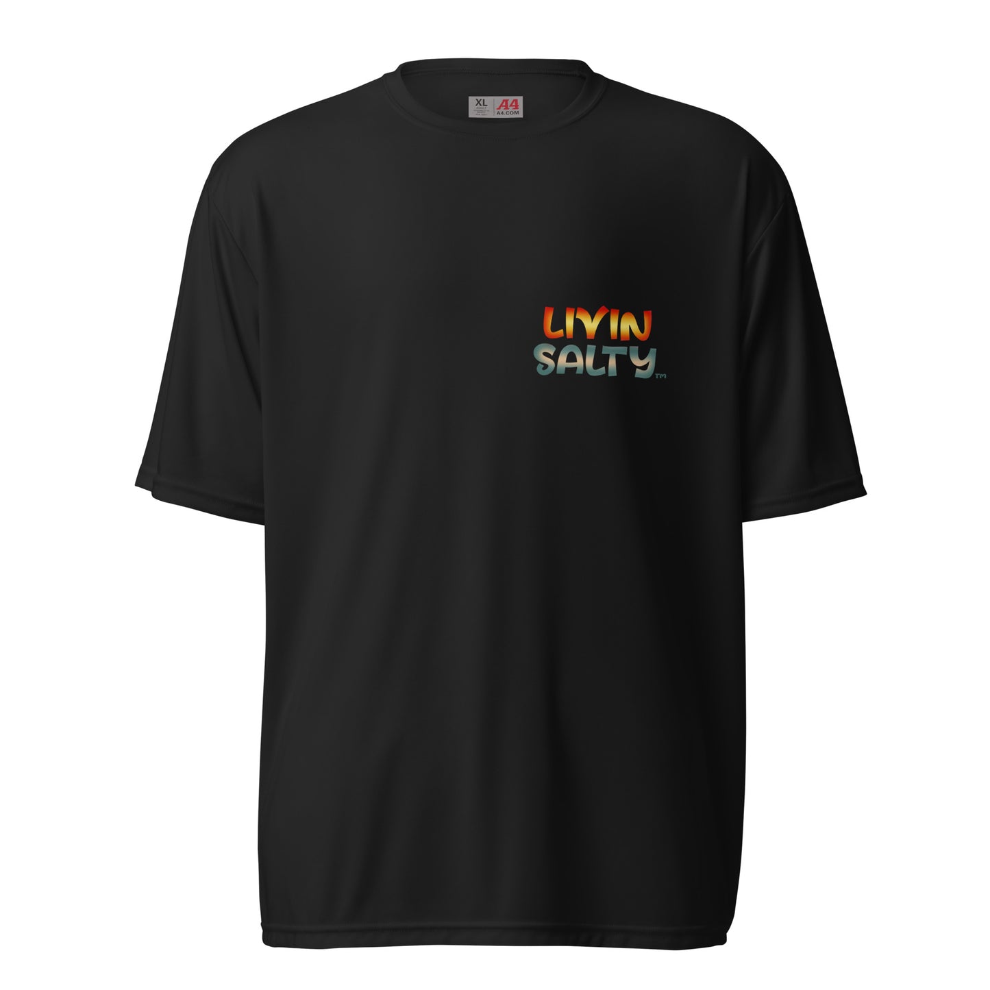 Unisex dry fit Surf board LIVIN SALTY t-shirt