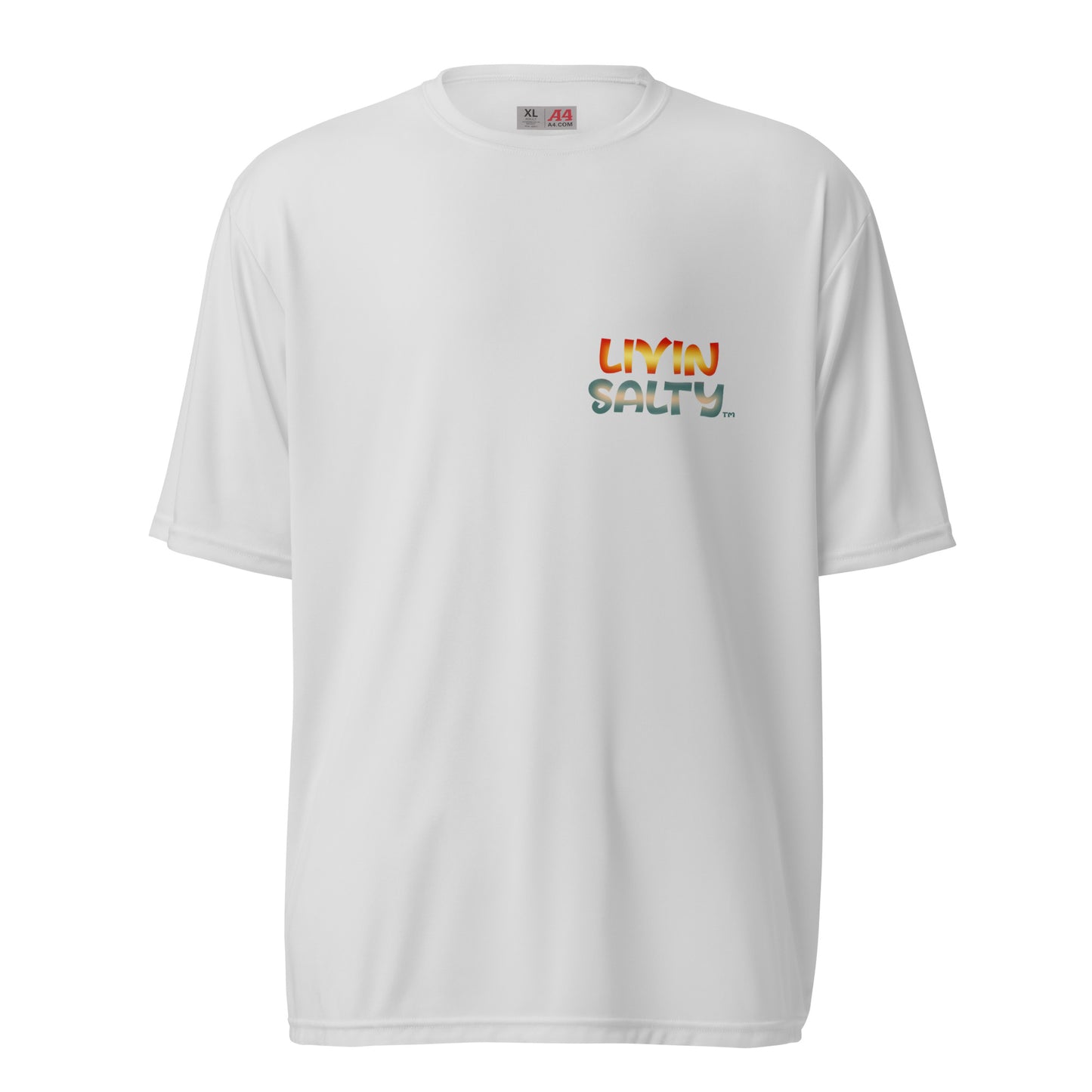 Unisex dry fit Surf board LIVIN SALTY t-shirt