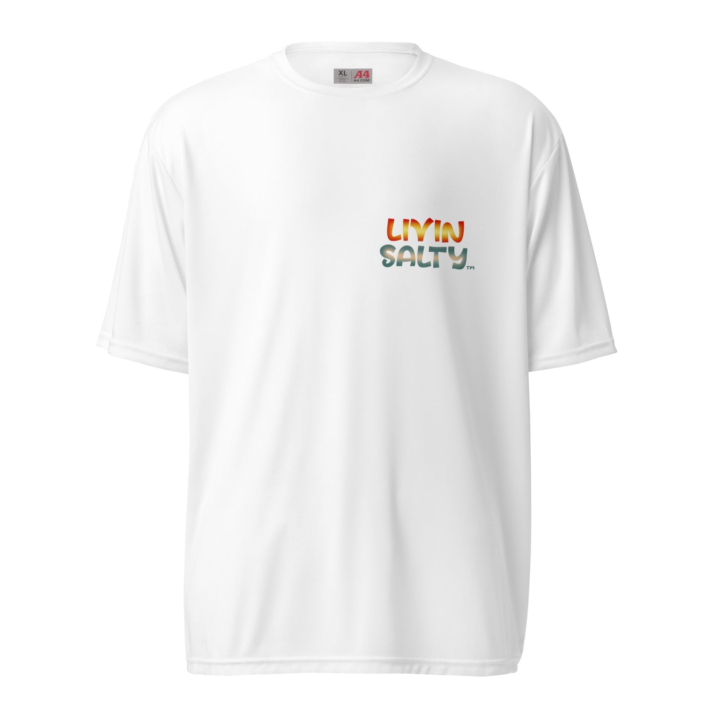 Unisex dry fit Surf board LIVIN SALTY t-shirt