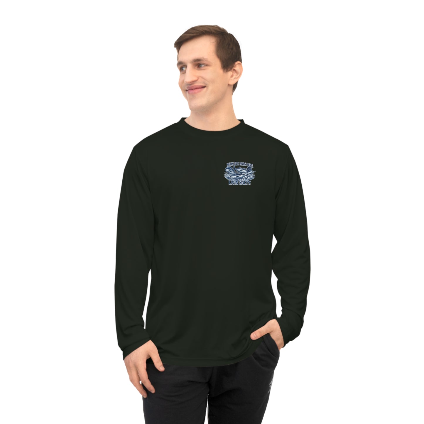 Fishing Performance Long Sleeve Shirt — "Hook Set, Rods Bent, Livin Salty"
