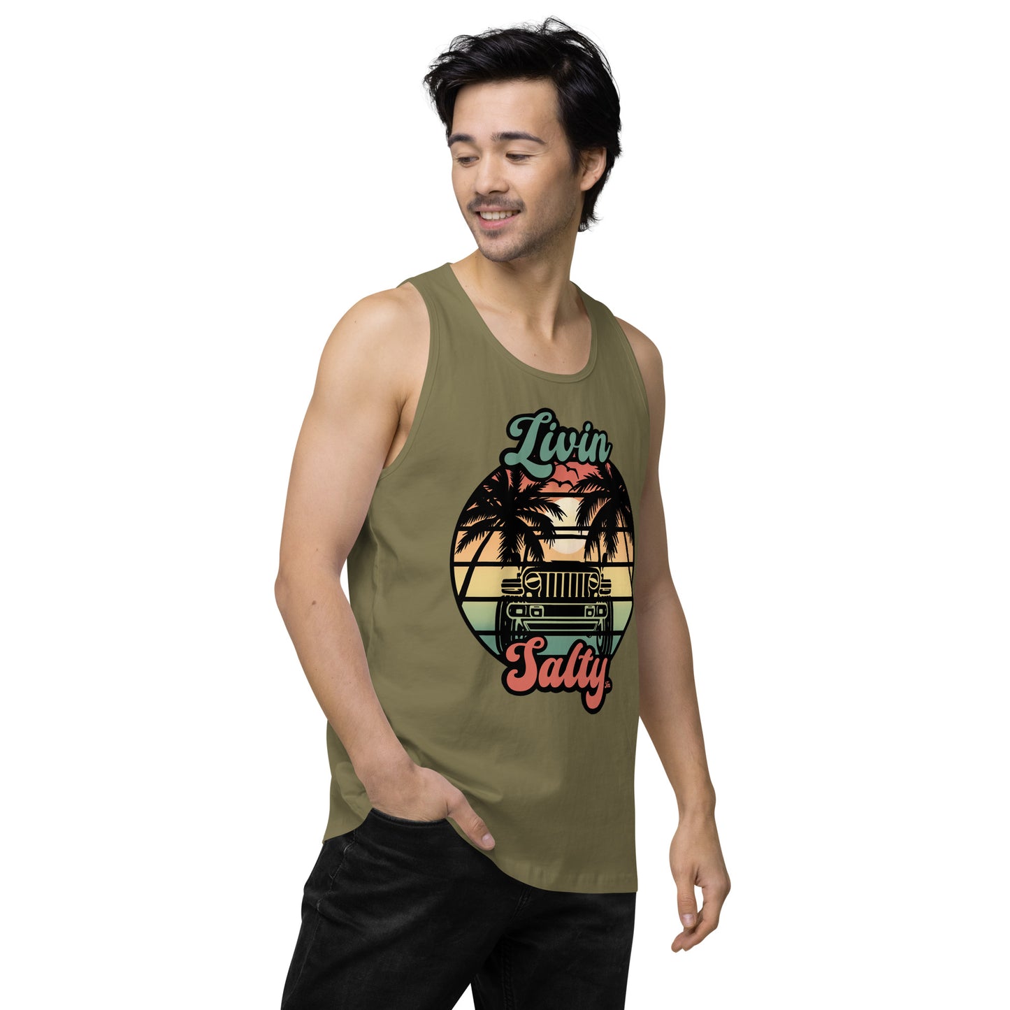 Men’s Jeep/Beach Livin Salty tank top