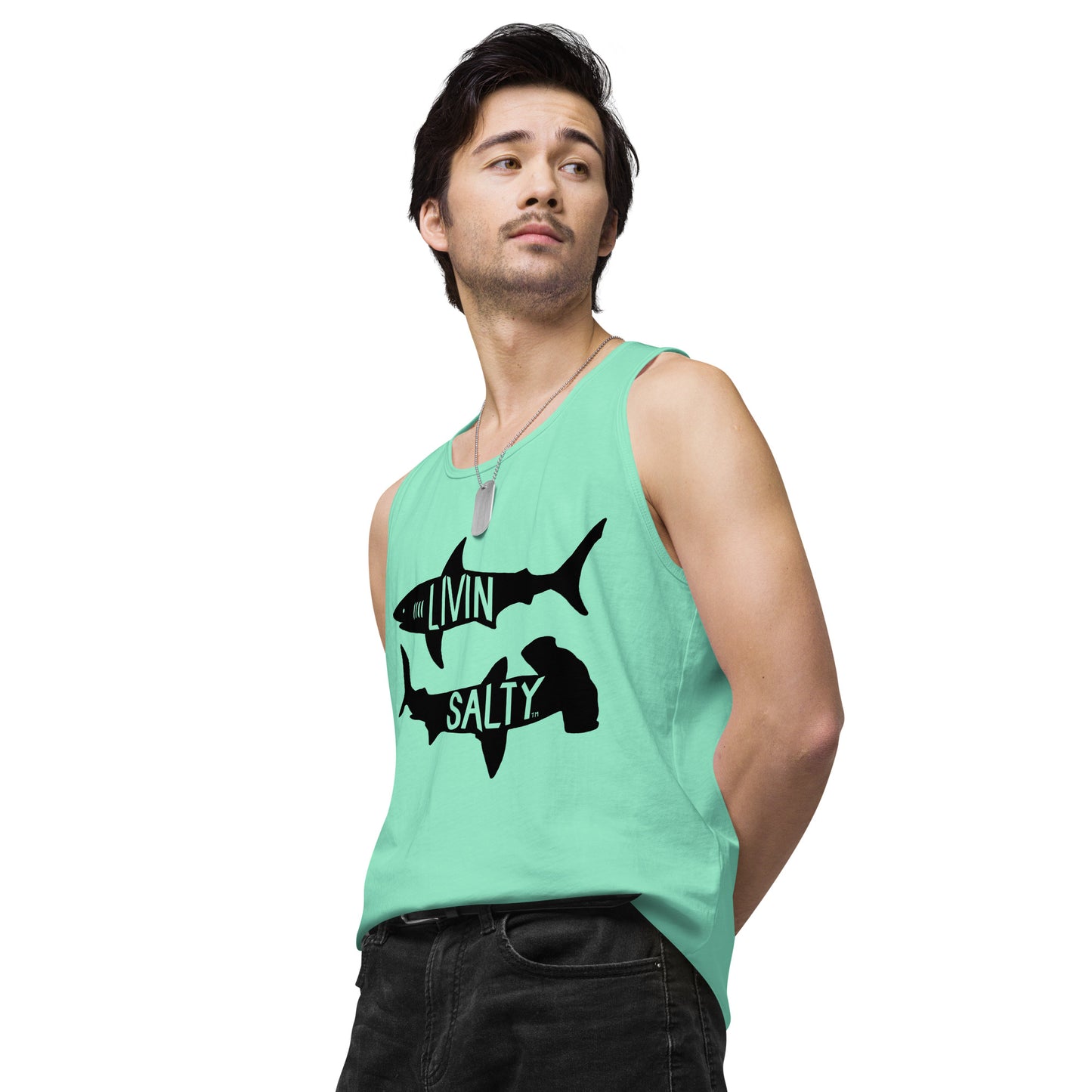Men’s LIVIN SALTY black shark tank top