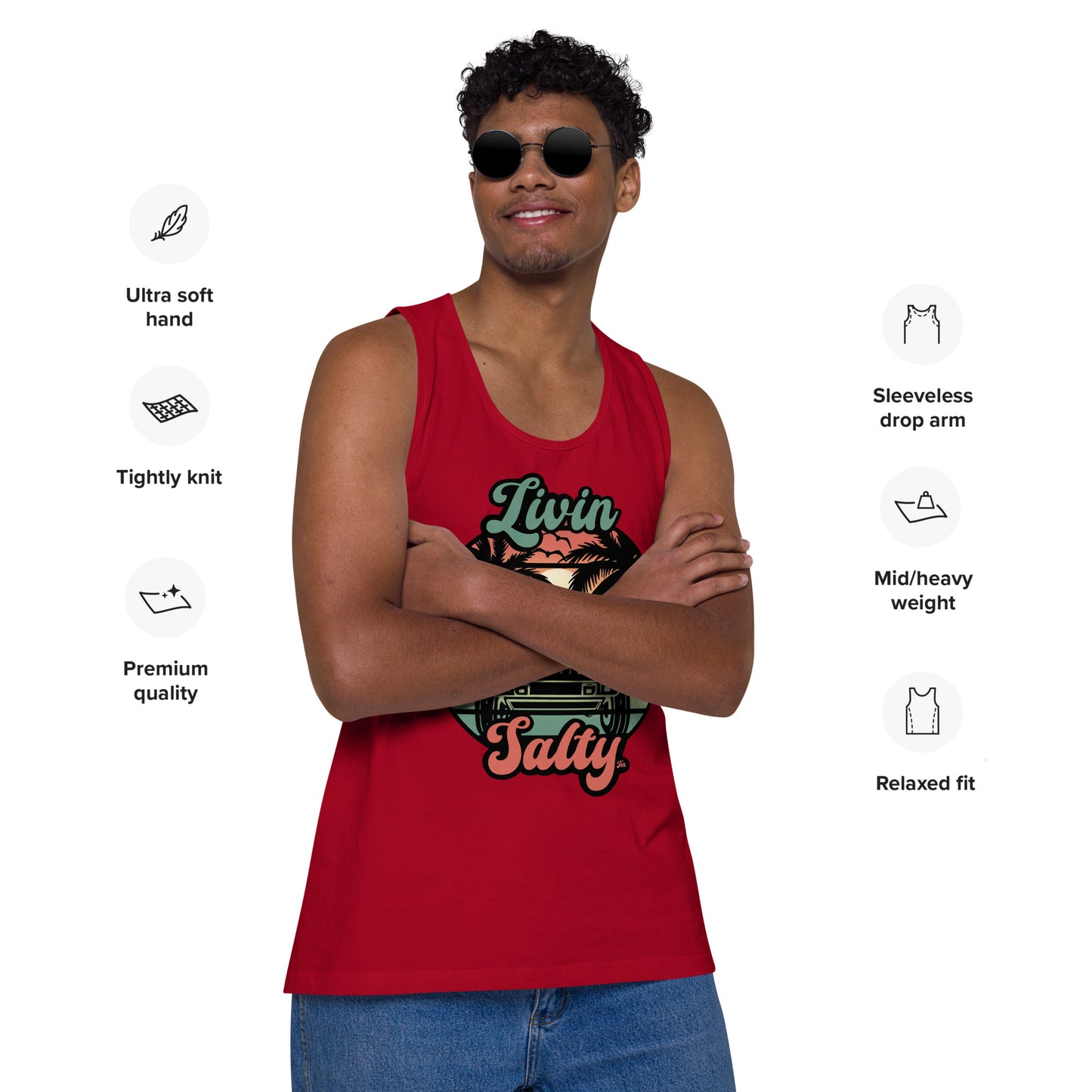 Men’s Jeep/Beach Livin Salty tank top